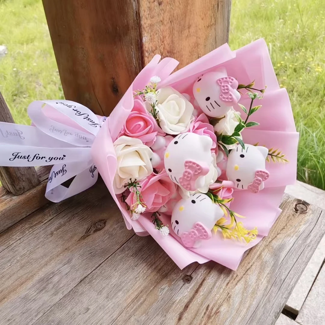 アニメハローキティ漫画ぬいぐるみ花束サンリオ人工バラの花人形