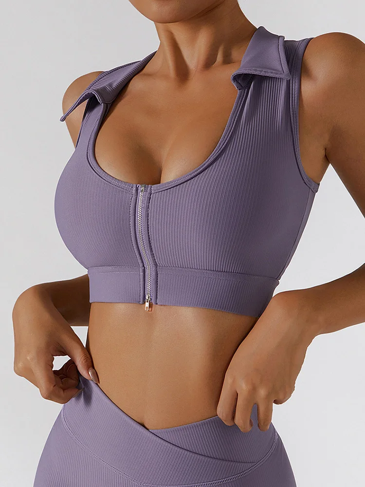 

ASHEYWR Sexy Front Zipper Women Bras New Shockproof Cross Push Up Underwear Tops High Elastic Fitness Workout Bra Female
