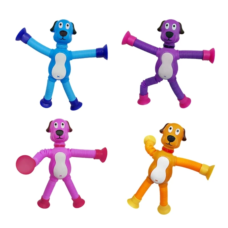 

Suction Cup Telescopic Tube Puppy Expandable Design Stretchy Tube Puppy Educational Decompression Toy for Adult Kids