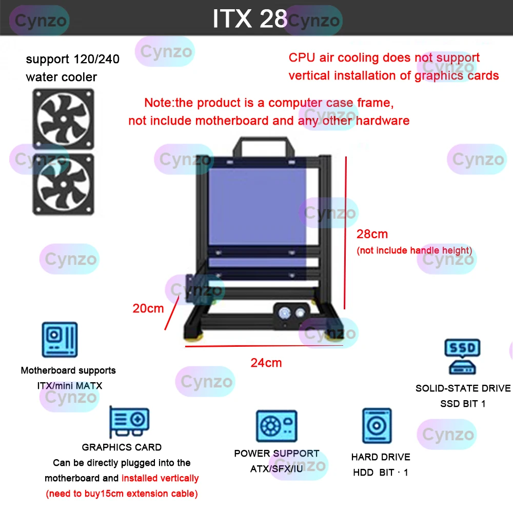 Frame, cremalheira portátil do PC, DIY personalizado