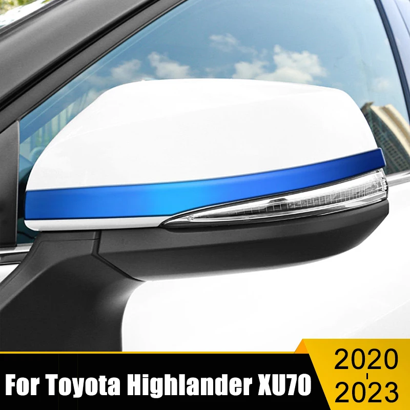 

Автомобильные наклейки на зеркало заднего вида для Toyota Highlander XU70 Kluger 2020 2021 2022 из нержавеющей стали, боковые полосы для зеркала заднего вида