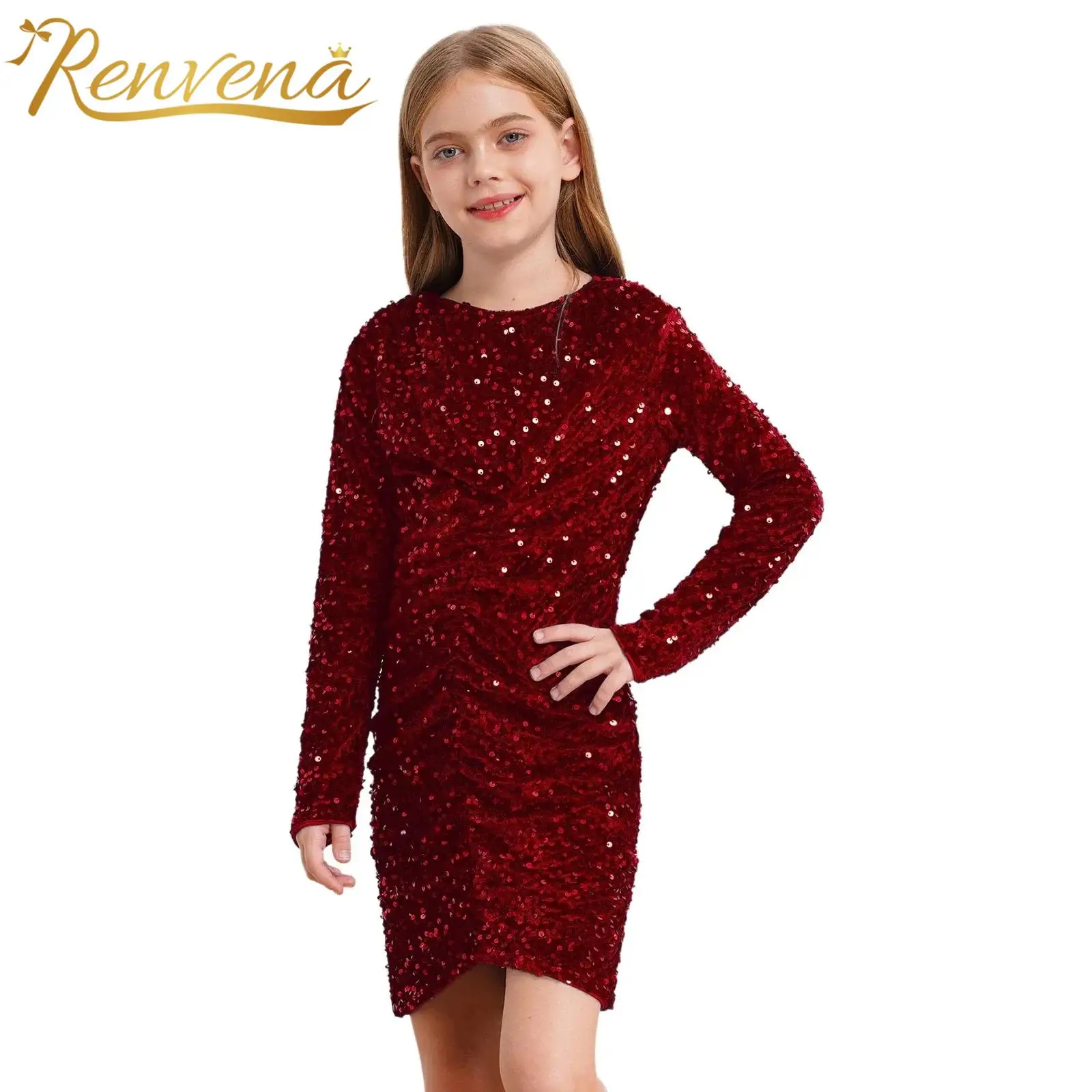 fitted lace wedding dress Emersyn Sequin Long Sleeve Bodycon Dress – ShopCottonBelles main image 1