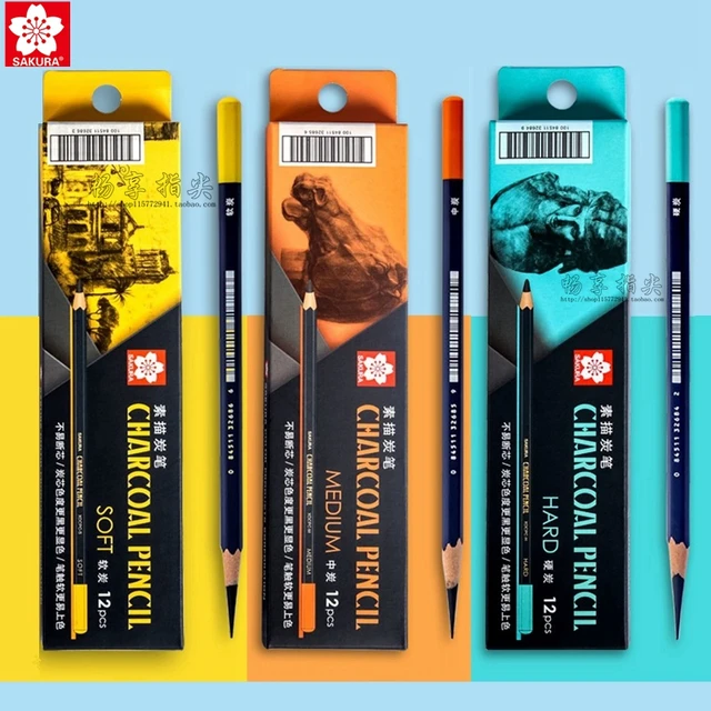 Japanese SAKURA Charcoal Pencils Soft/Hard/Medium Sketching Pencils Anti-break Extra Super Soft Professional Sketching Pencils 1