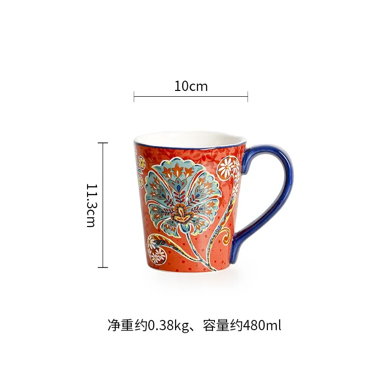 Tazza Grande In Ceramica Floreale Dipinta A Mano – 14 Oz Per Caffè, Tè, Latte E Cereali – Adatta A Microonde