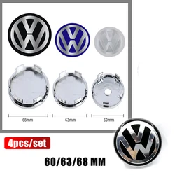 4PCS 60MM/ 63MM/68 MM Car Wheel Center Hub Caps Tire Rim Covers Auto Accessories For Volkswagen VW GTI R Golf Polo Tiguan Passat