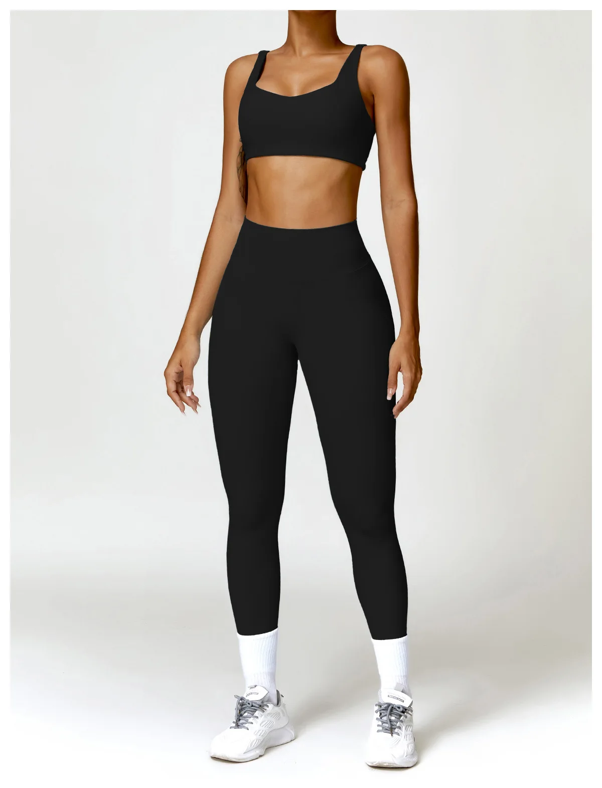 2PCS Women Tracksuit Yoga Set Sportswear Workout Athletic Wear Gym Legging Fitness Crop Top Long Sleeve Sports Suits Push Up