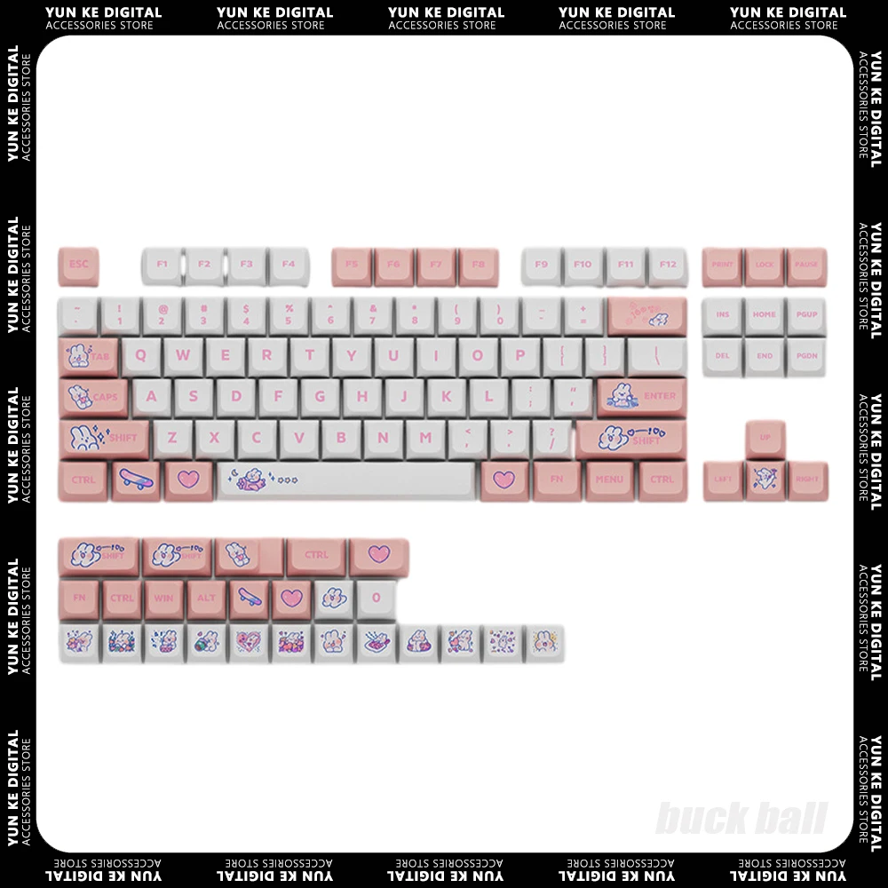 

Mechanical Keyboard Keycaps Kawaii Rabbit Keycaps Sublimation Custom CuteSet XDA Height 129 Key PBT Keycap Pc Gamer Accessories