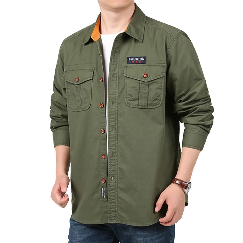 Men's Shirt 2024 Solid Color Men's Work Shirt Fashion Casual Shirt Spring And Autumn Men's Casual lapel Collar Men's Clothing