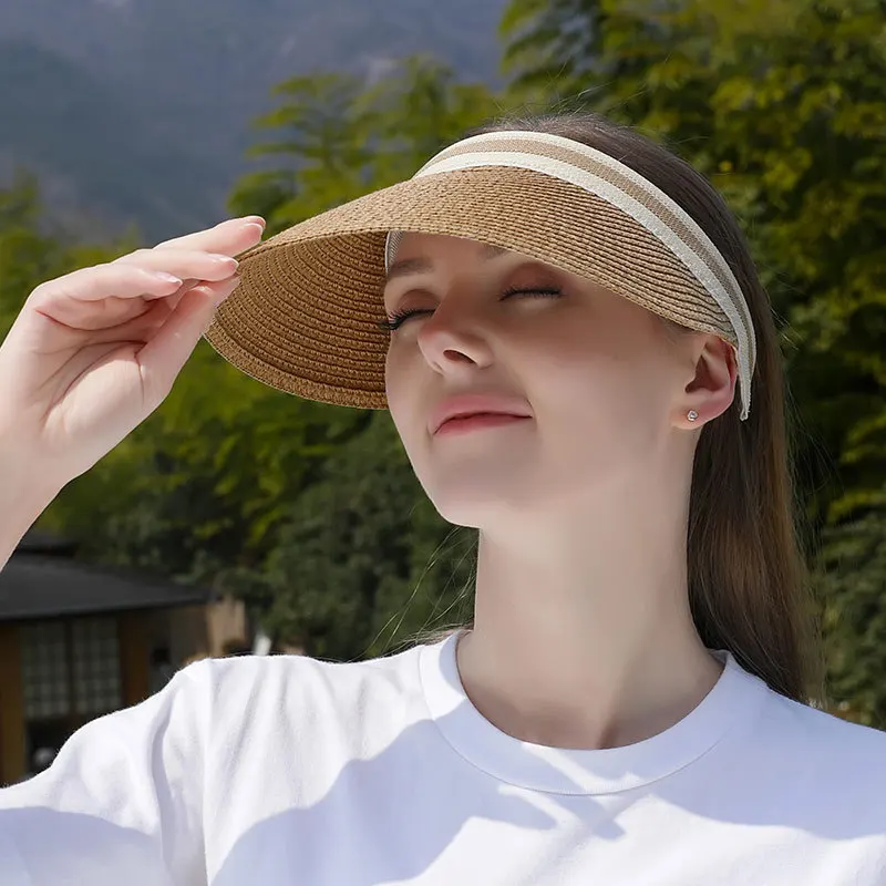 Free Shipping New Summer Sun Hat Female Sun Protection Hiking Hat Korean Version of The Travel Beach Straw Hat Cycling Sun Hat