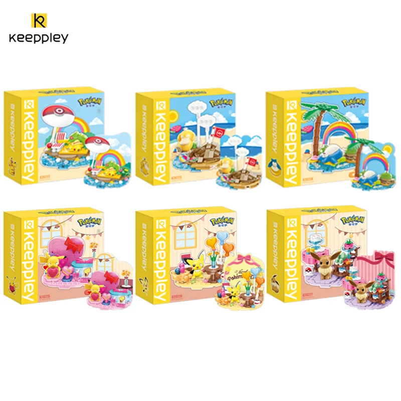 New Keeppley Building Blocks Pokemon Series Holiday Party Psyduck Building Blocks Toys Pikachu Educational Holiday Gifts
