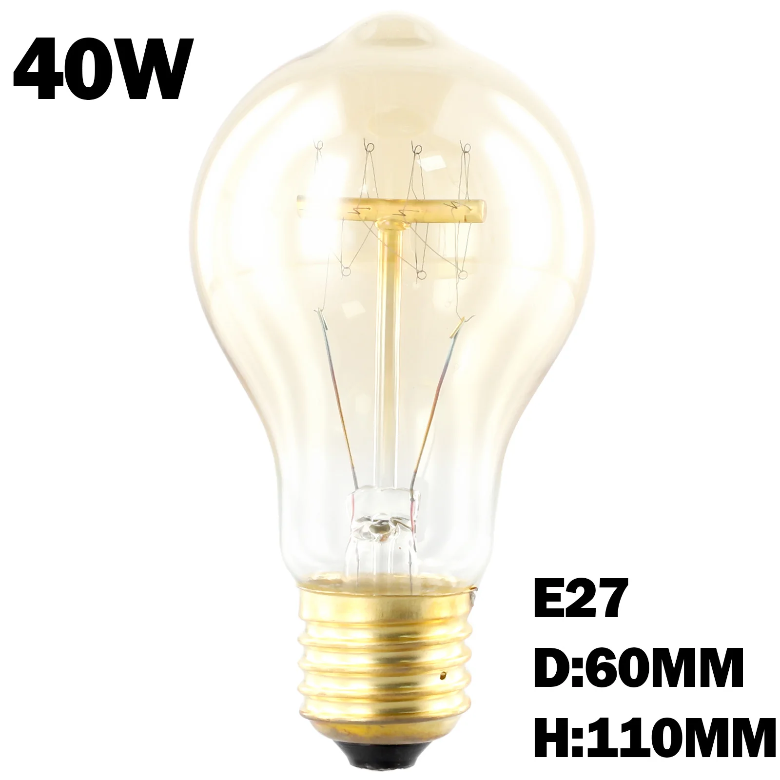 

1pc 220V 40W A19 Light Bulb Vintage Decorative Lighting Filament Light Bulb Lighting Accessories Yellow Light Color 6cmx11.3cm
