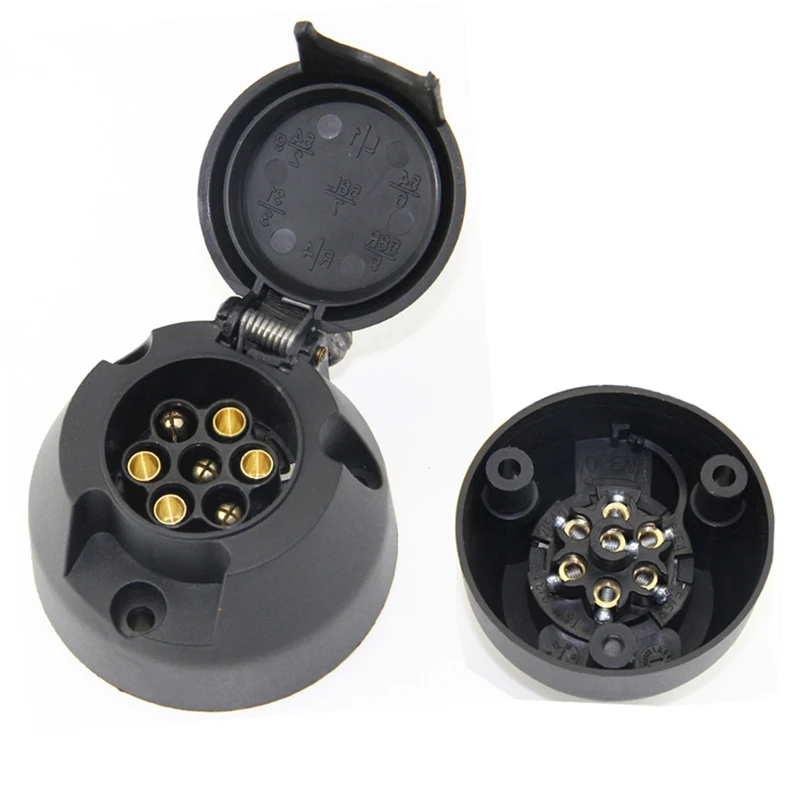 7 Pin 12V trailer wiring socket towbar towing converter durable plug socket adapter protector connections for caravan truck