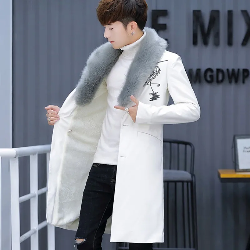 Herren Wintermantel Mit Pelzkragen - Langer Steppmantel Aus Wolle Für Kalte Tage