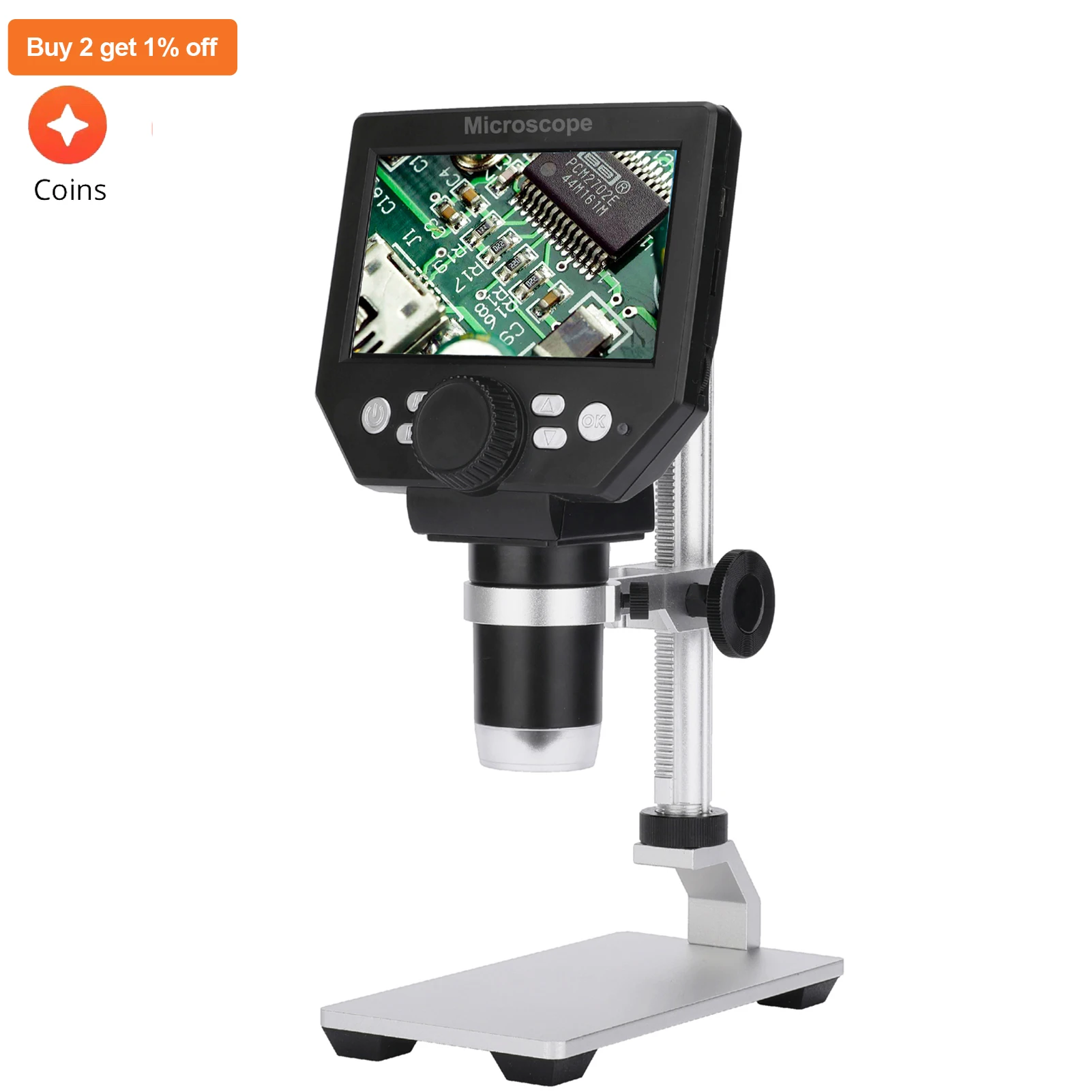 KKMOON G1000 8MP 1-1000X Digital Microscope for Soldering Electronic 1000X Continuous Amplification Magnifier Microscopes 4.3"