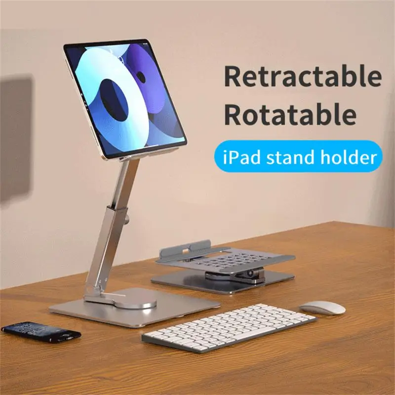 

Tablet Stand Desk Adjustable Foldable Holder for iPad Tablet Laptop Aluminum Tablet Stand Desk Riser 360° Rotate Bracket Support