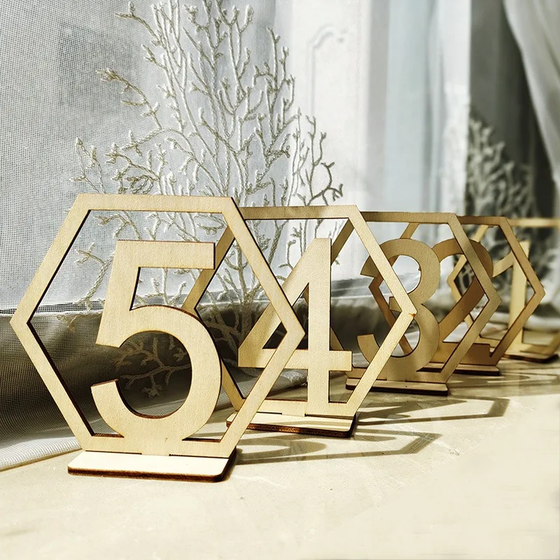 Wedding Decor Wooden Table Number Wedding Reception Name Tags Table Number Holder Decoration Supplies