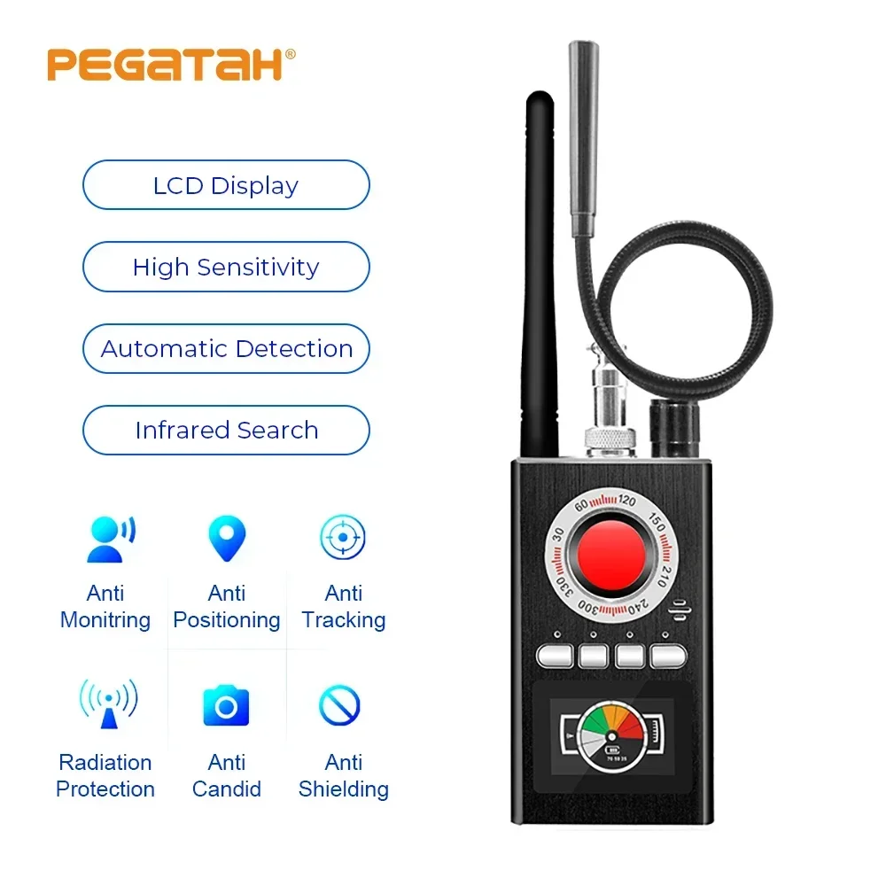 K18 Multi-function Anti Candid Camera Detector LED display GPS Bug hunter's signal lens Detect Machine Wireless Mini Camera