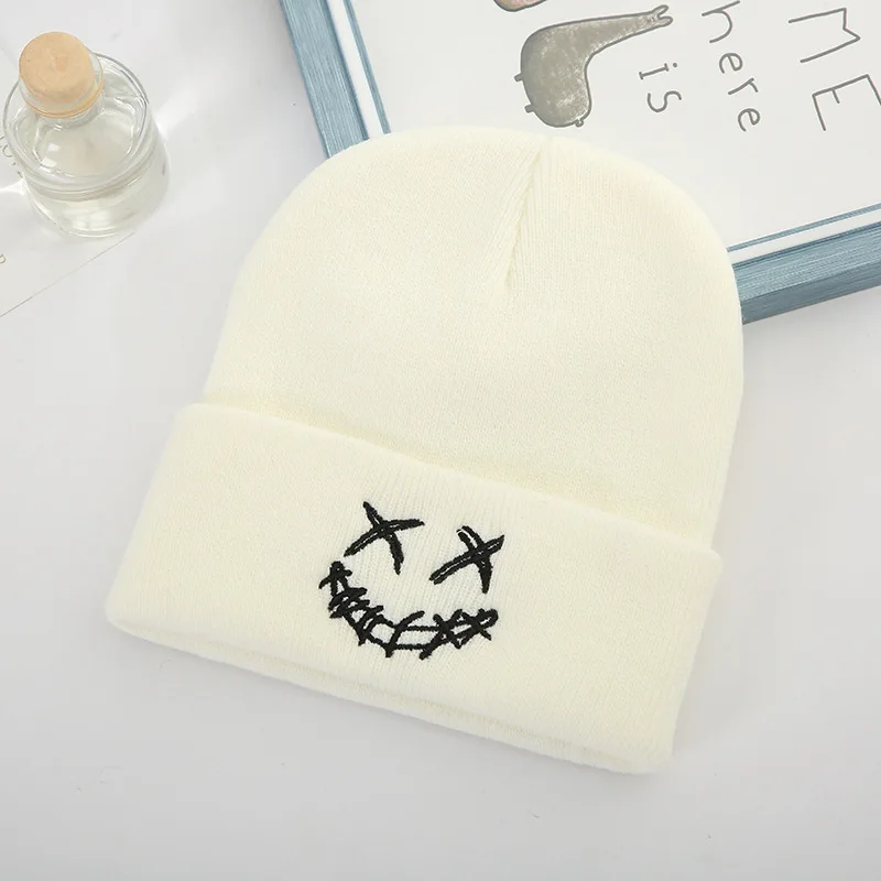  - Cartoon Embroidery Knitted Hat Personalized INS Style Student Versatile Woolen Hat Couple Winter Ear Protection Warm Cold Hat