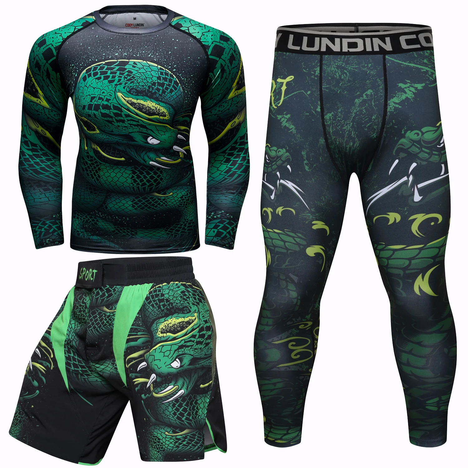 Mma Bjj Compression Shirt + Pant Sets Sublimated Jiu Jitsu Rashguards Green Sportsuits Rash guard Boxing Jerseys Muay Thai Shorts sports apparel