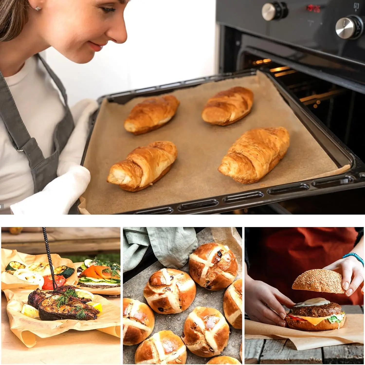 Parchment Paper Baking Sheets 8/16inch Unbleached Non-stick Pre Cut for Baking Cookies Cooking Air Fryer Oven Grilling Air Fryer