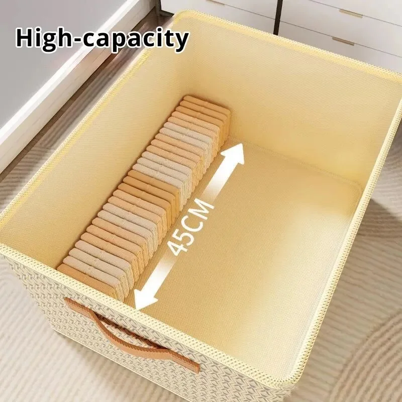 1pc Fabric Foldable Clothes & Quilt Storage Box With Lid Thickened PP Plate For Household & Dormitory Use 4