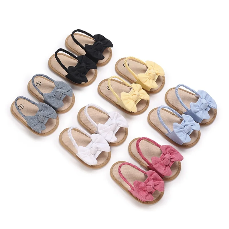 Blotona Baby Girls Bow Knot Sandals, Summer Casual Soft Sole Princess Flat Non-Slip Patchwork Shoes
