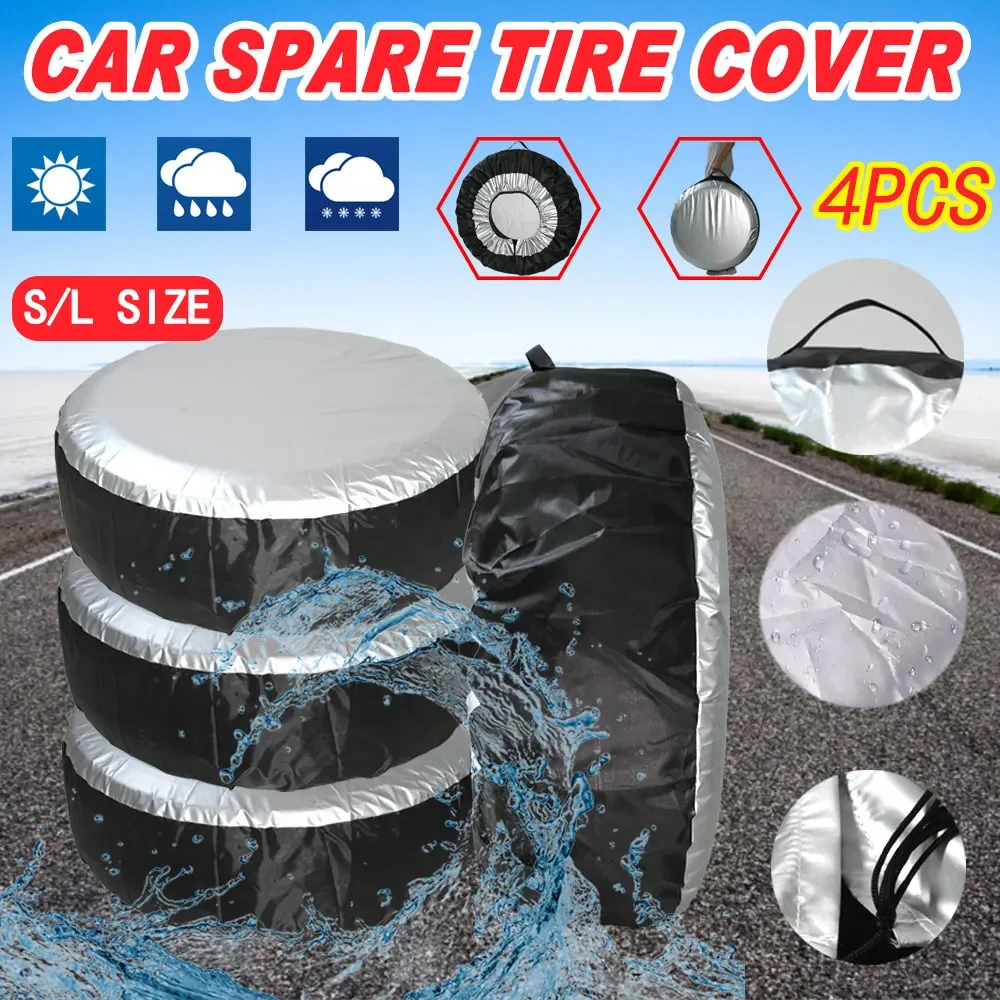 2PCS/4PCS Tire Cover Case Car Spare Tire Cover Storage Bags Car Auto Wheel Tire