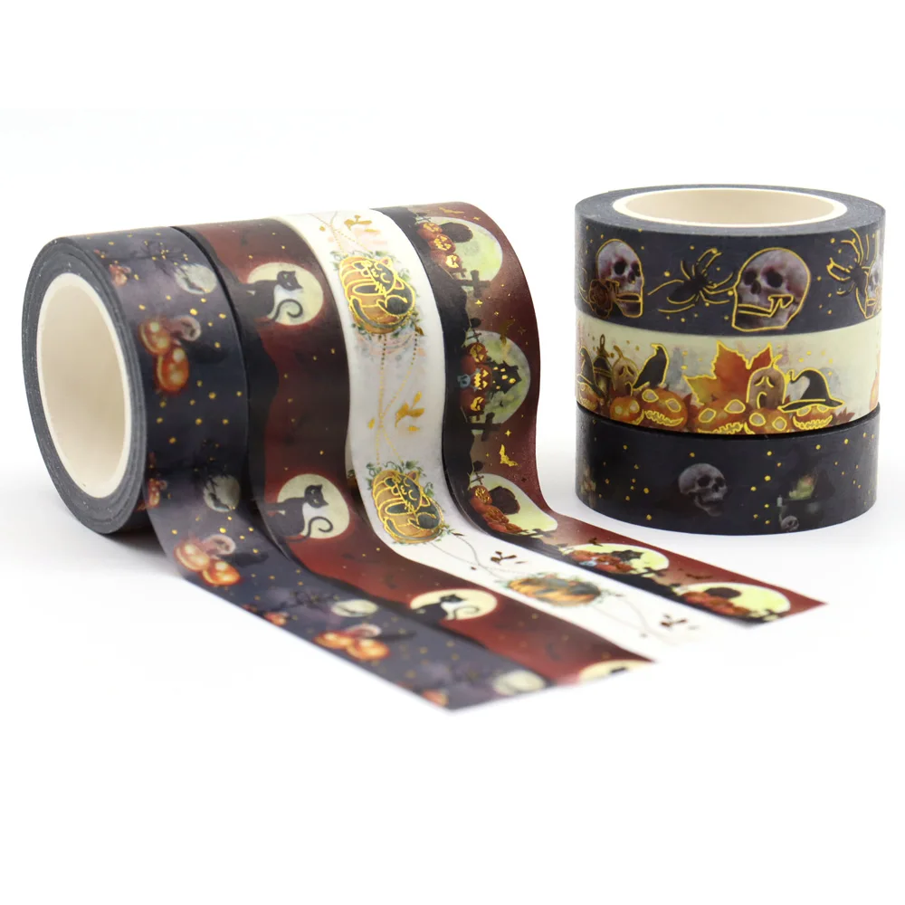 15mm*10m Halloween Pumpkin Birds Cats Spider Hats Decorative Washi Tape Scrapbooking Masking Tape 1PC