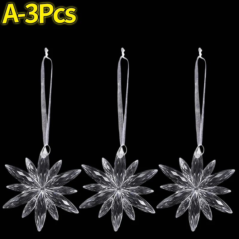 Ornamento Natalizio In Cristallo A Fiocco Di Neve 2025 – Gioiello Per Albero Con Pendente A Goccia E Nastri, 13,5 Cm