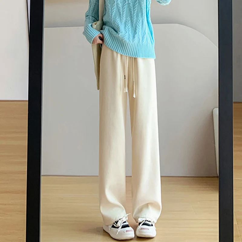 Casual Women Corduroy Long Pants Autumn Winter High Waist Wide Leg Pants Thick Female Long Pants Trousers
