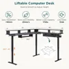 L Shaped Electric Standing Desk, 75X60 Inches, Height Adjustable, Corner Gaming Desk with Drawers, Power Outlets & LED Lights 2
