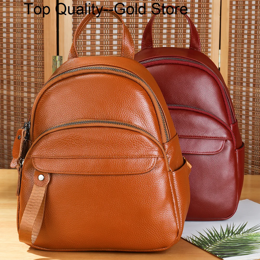 

New In Women's Backpack Geniune Leather Female Backpacks Girls School Bag Fashion Designer Travel Bags With Free Shipping
