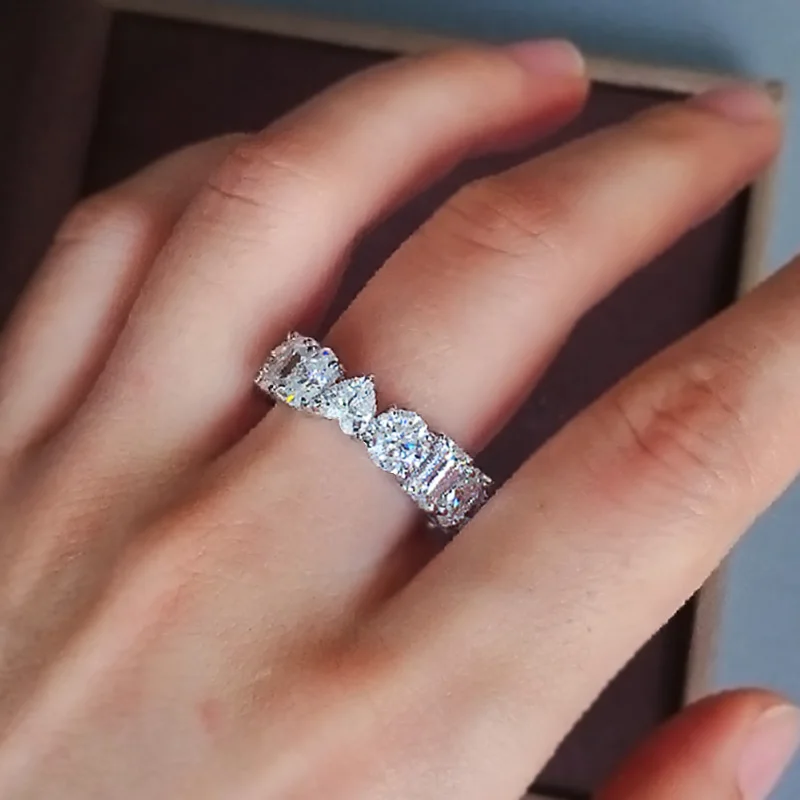 Фото Huitan бриллиантовые кубические циркониевые обручальные кольца для женщин