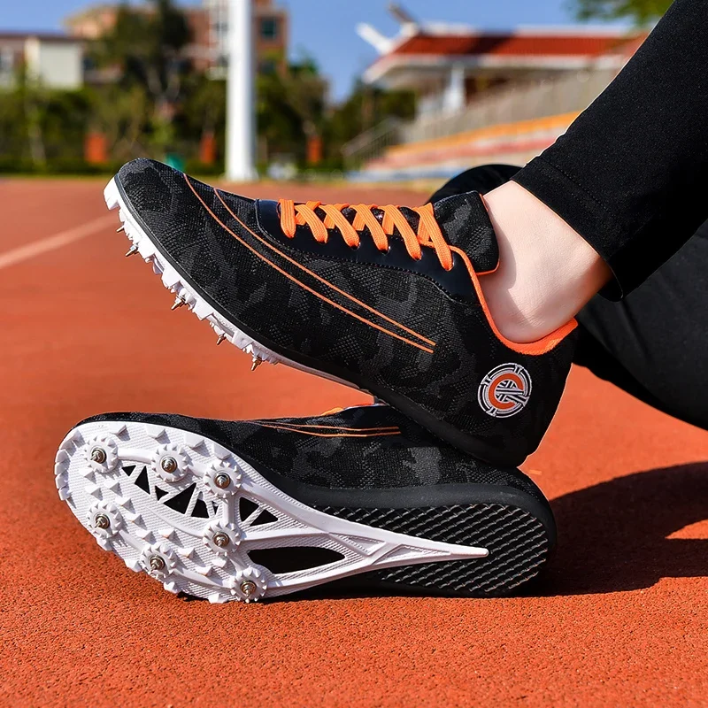 Running Spikes Men Track Spike Field Shoes Running Lace-up Soft Lightweight Racing Professional Match Jumping Footwears Training Sneakers Jump