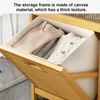 Dirty Clothes Basket Wood Vine Weaving Laundry Hamper Bathroom Rack Large Capacity Laundry Baskets Multi-function Storage Rack 6