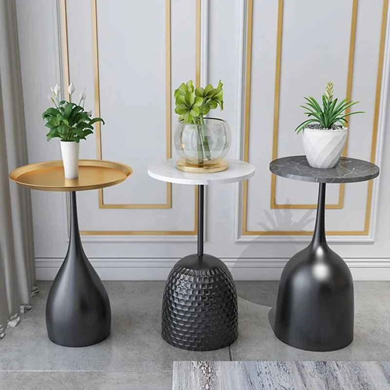 Nordic Simple Creative Small Coffee Table Living Room Sofa Round Table Side Bedside Marble Corner Gold JK696ST