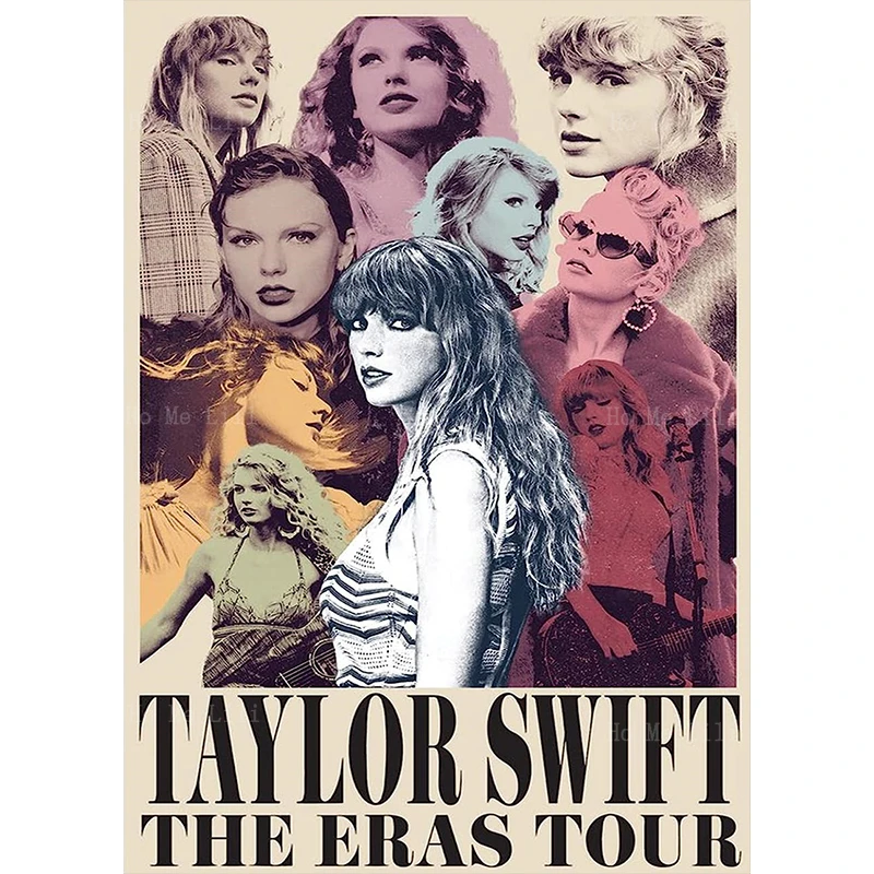 The Eras Tour Songstress Swift Poster Collage Portrait Canvas Wall