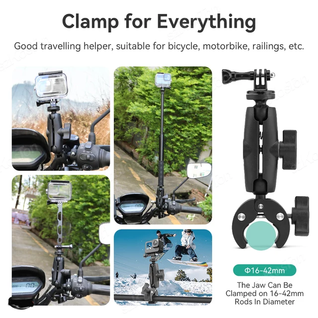 Pour Insta 360 X4 X5 X3 Go Pro 13 12 11 10 9 8 DJI vélo moto Selfie bâton monopode support de guidon accessoires 6