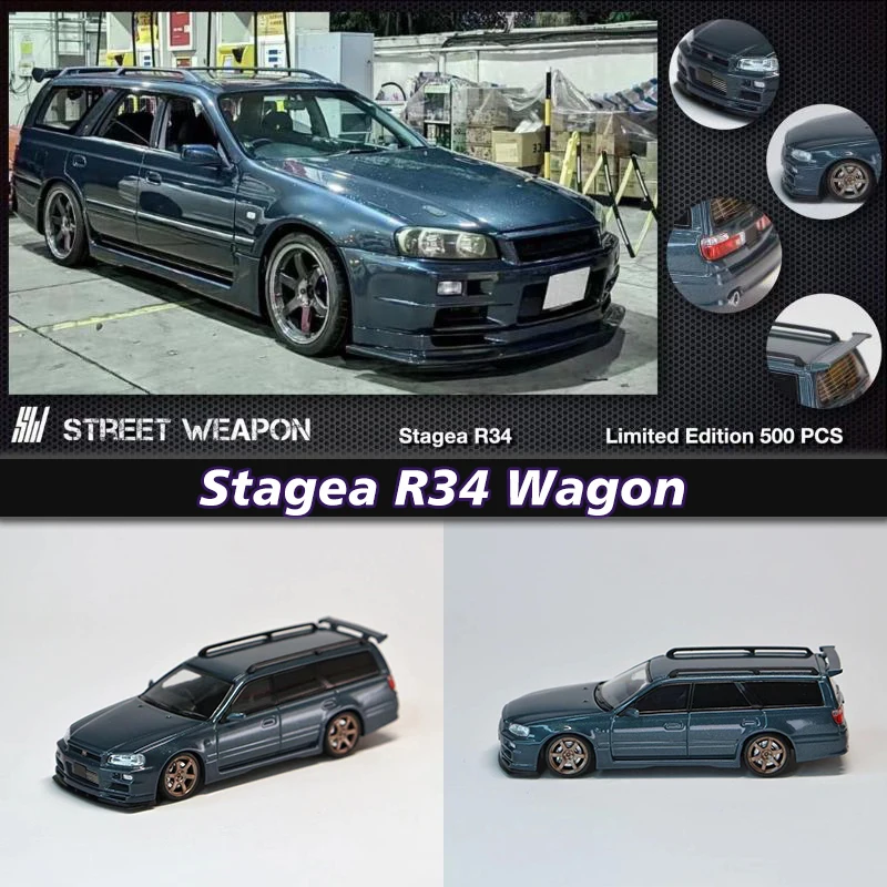 

Street Weapon SW 1:64 Stagea R34 GTR Wagon Midnight Purple Alloy Diorama Car Model Collection Miniature Carros Toys In Stock