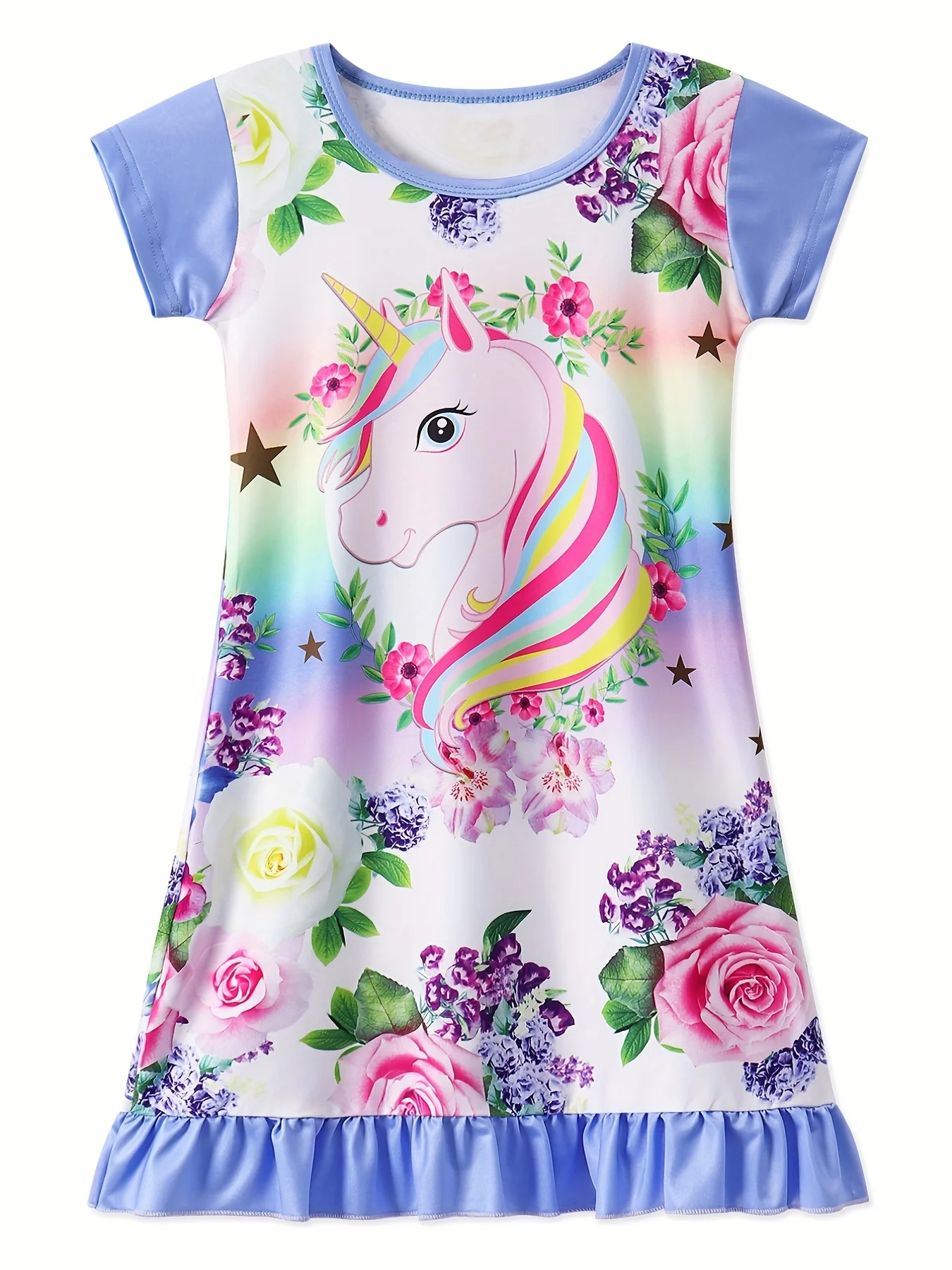 Unicorn Night Dress Girls Nighties Long Sleeve Pajama Nightgown Dress for Kids Sleepwear for Girls Nightdress