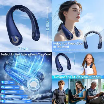 USB Rechargeable 5-Speed Neck Fan with Neck Support 1
