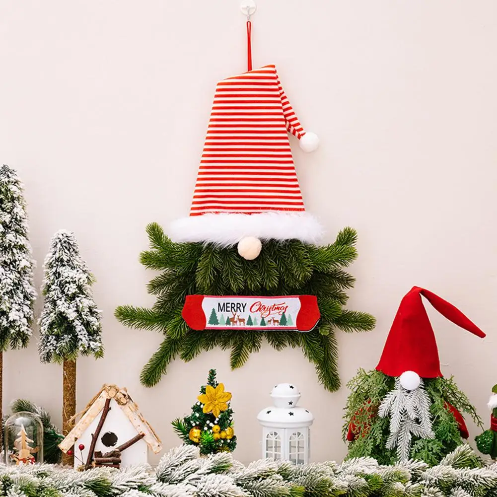 

Door Hanging Pendant Xmas Party Supplies Festive Christmas Door Hanging Pine Needle Design Faceless Doll Party Decoration Wreath