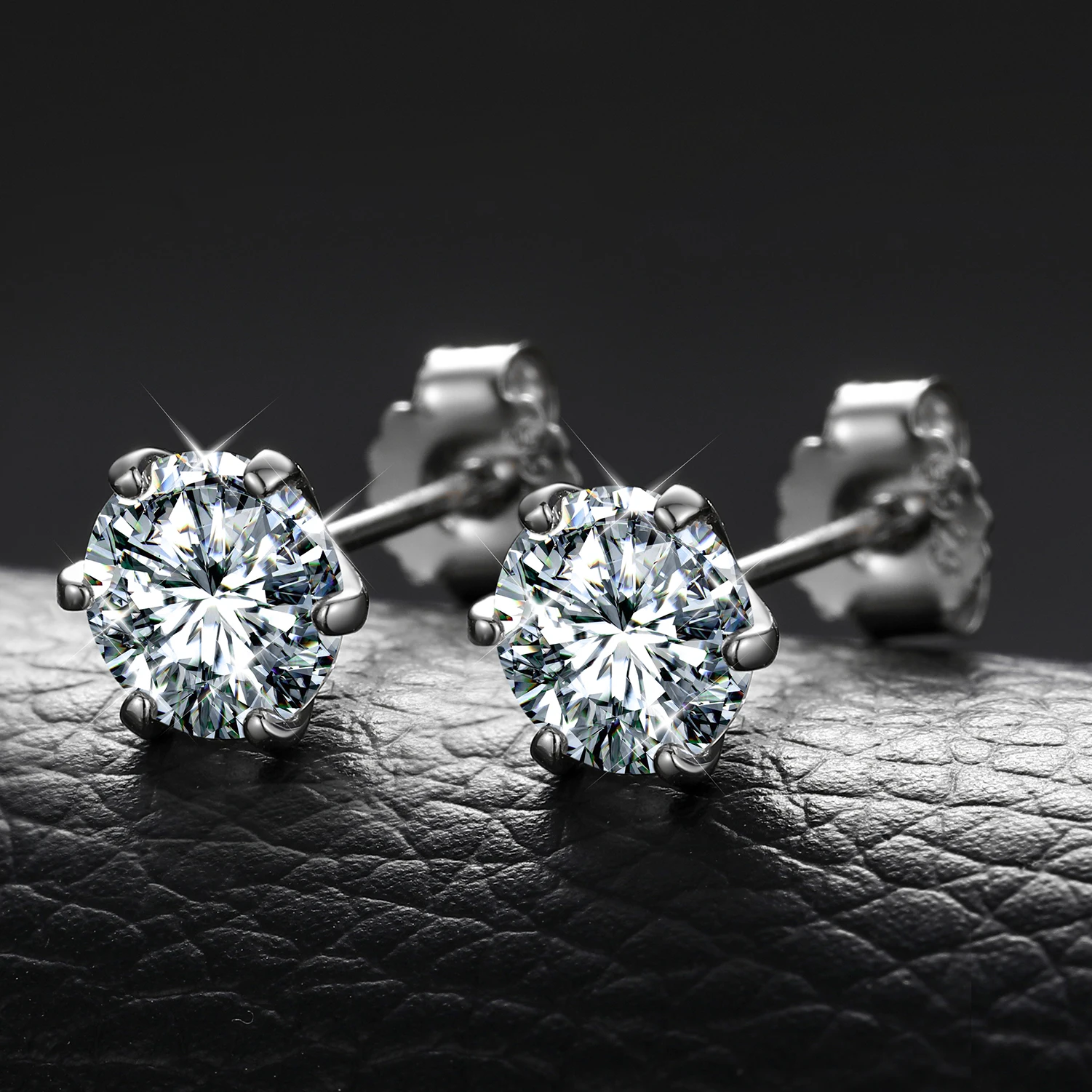 Round Cut 1.0CT Diamond Test Passed Moissanite 6 Claw 925 Silver D Color Moissanite Earrings Solitaire Jewelry Girlfriend Gift