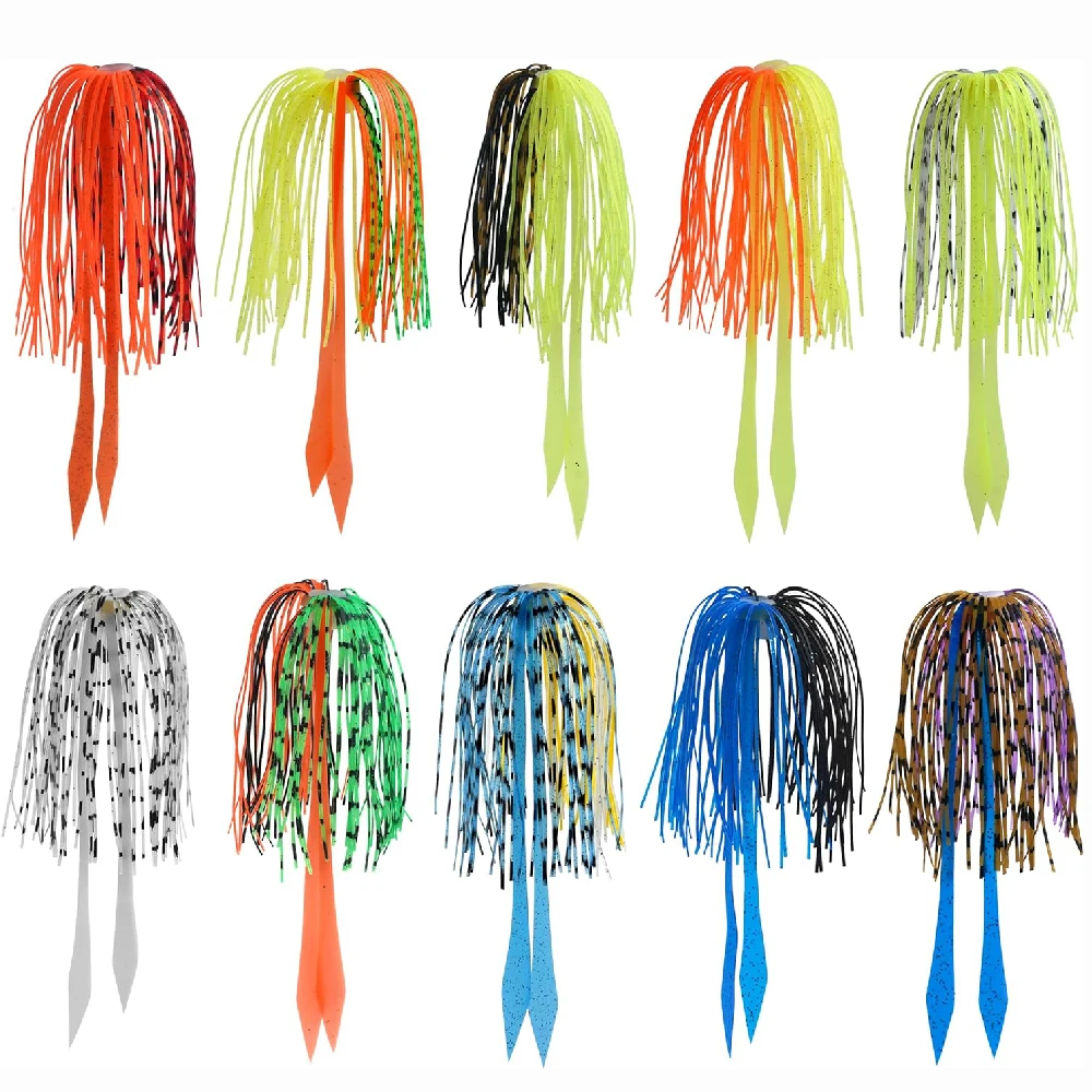 10 Stücke Silikon Jig Röcke Ersatz Angelköder für Spinnerbaits Buzzbaits Angeln Jig Röcke Spinner Köder Köder Zubehör