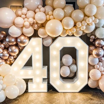 LED Light Giant Birthday Figure Number Balloon Filling Box 30 40 50 1st Birthday Party Decor Adult Kid Baby Shower Wedding Decor 1