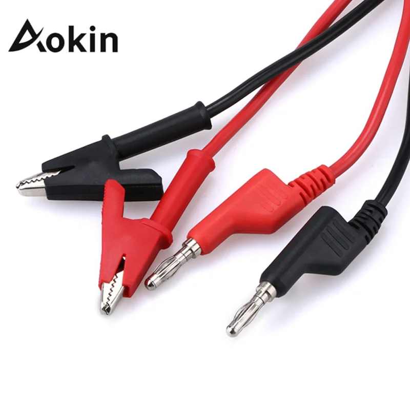 2Pcs 1M Double End Test Lead Wire 4mm Banana Plug Alligator Clip Crocodile 15A Multimeter DIY