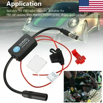 Amplificatore di Segnale per Antenna Radio FM Auto Universale 12V, Accessori per Migliorare la Ricezione Radio FM in Auto