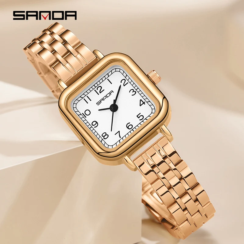 Fashion Temperament Waterproof Quartz Women's Belt Simple Fresh Watch Top New 2023 Sanda 1120 Watch Square Watch