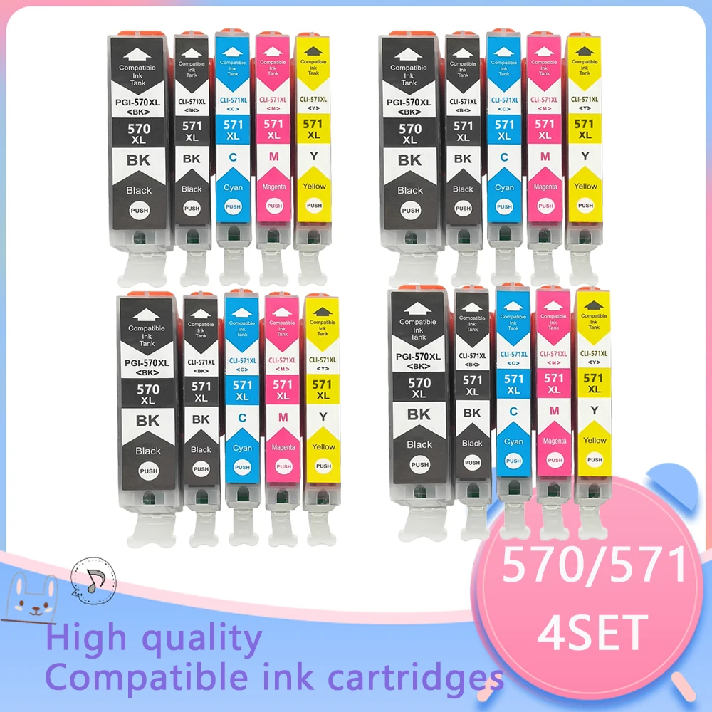Cartucho de Tinta para Canon Pixma Mg5750 Mg5751 Mg5752 Mg6850 Mg6851 Mg6852 Ts6050 Ts5050 5051 Pcs 570 571 Pgi570 20 Cli-571