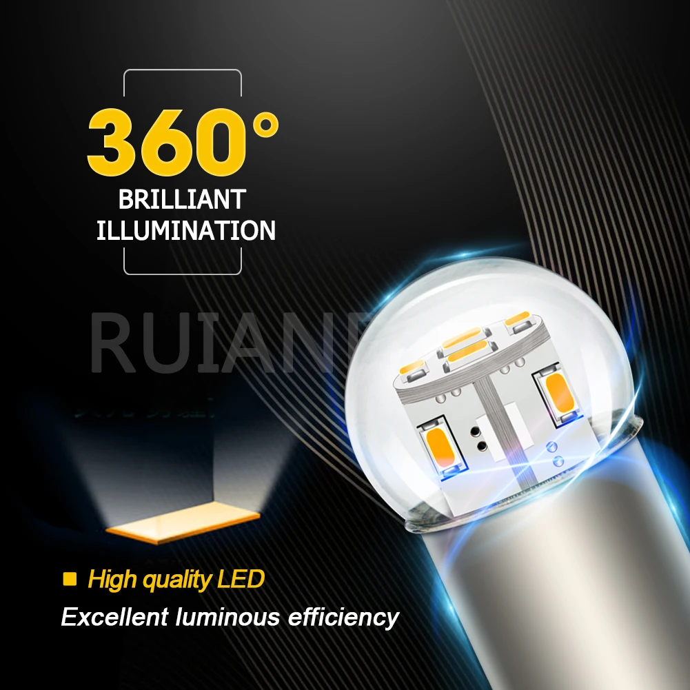 LED Car Lights Ruiandsion 2pcs 1156 BA15S P21W LED 1157 BAY15D BA15D LED Motorcycle Car Turn Signal Brake Lights Auto Lamp 6V 12V 24V 48V Bulbs